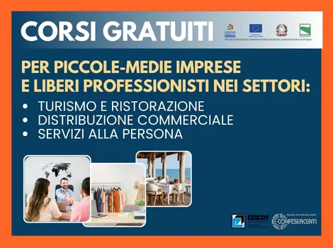 Corsi gratuiti per piccole-medie imprese e liberi professionisti nei settori turismo, ristorazione, distribuzione commerciale e servizi alla persona