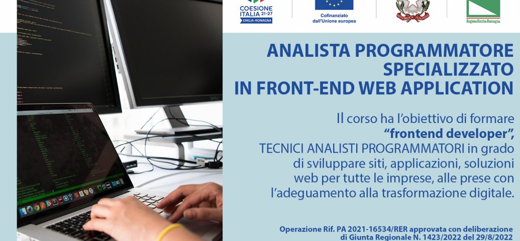 APERTURA DELLE ISCRIZIONI CORSO ANALISTA PROGRAMMATORE SPECIALIZZATO IN FRONT-END WEB APPLICATION